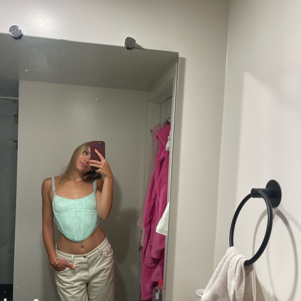 Mint Green Lace Cami Corset Top